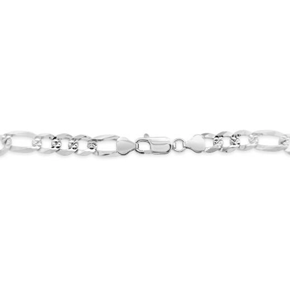 Sterling Silver Pave Figaro 20" Chain