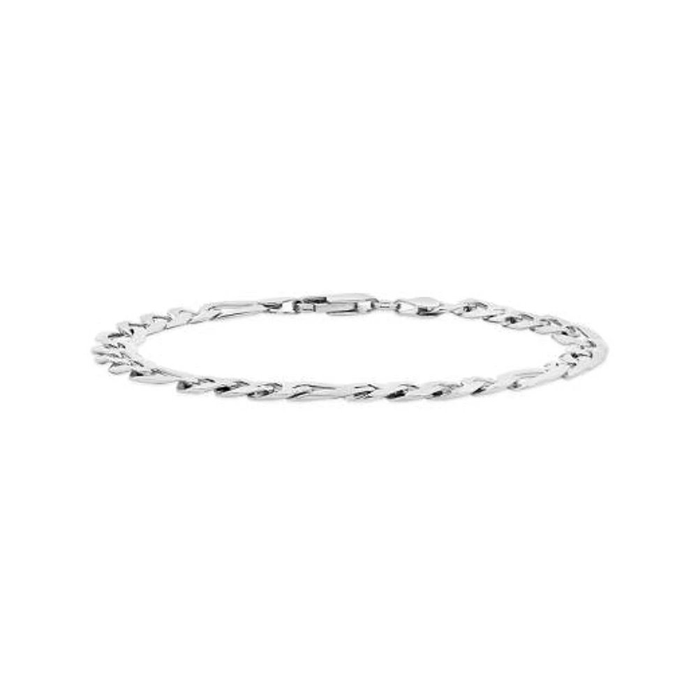 Sterling Silver Pave Figaro 9" Bracelet