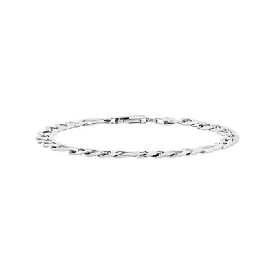 Sterling Silver 9" Pave Figaro Bracelet