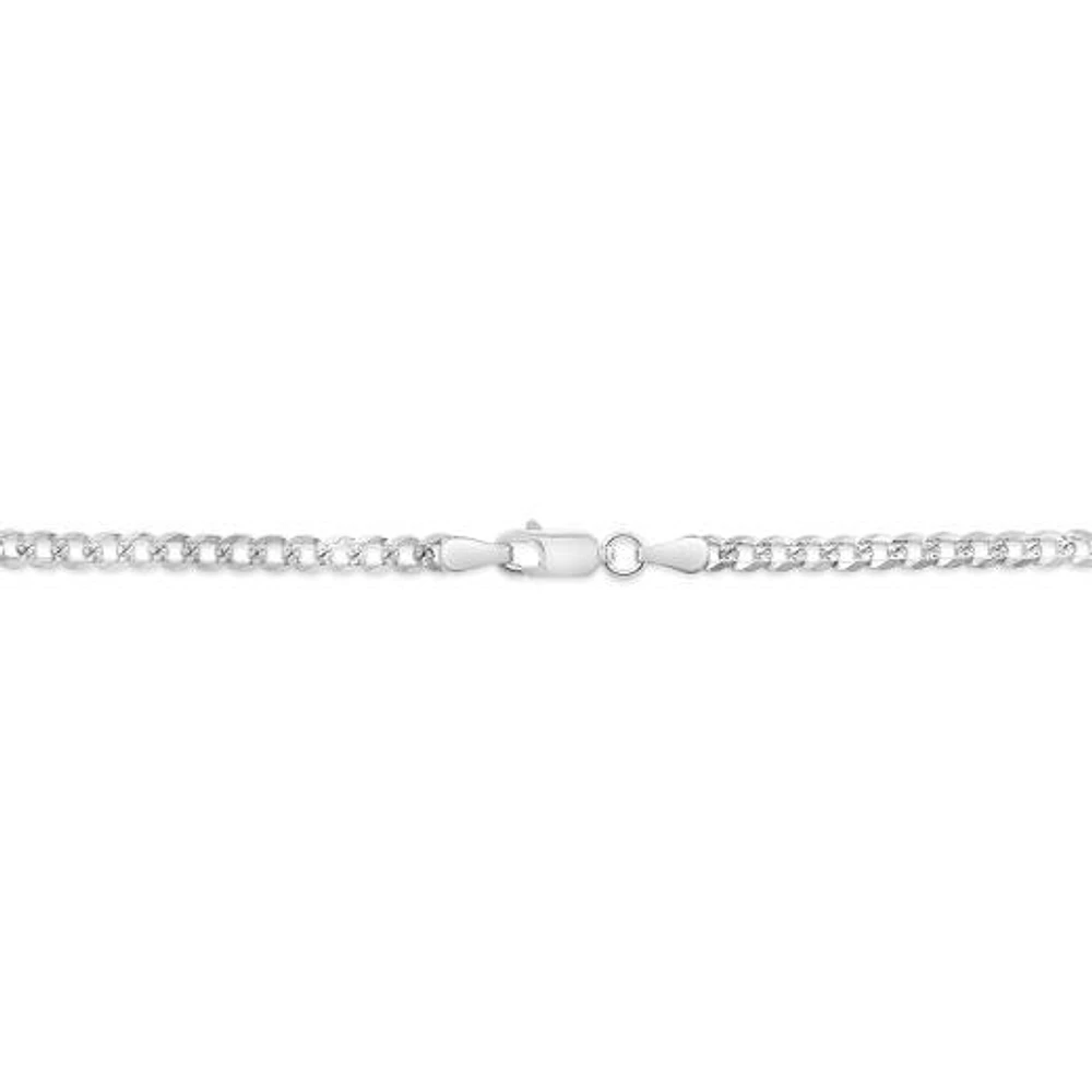 Sterling Silver 20" Pave Curb Chain