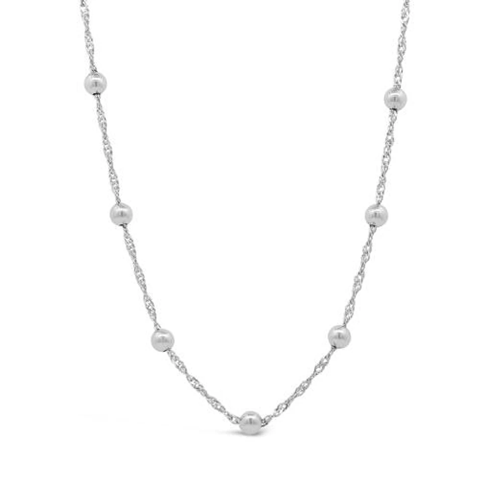 Sterling Silver 18"+2" Extender 4mm Bead Station Chain