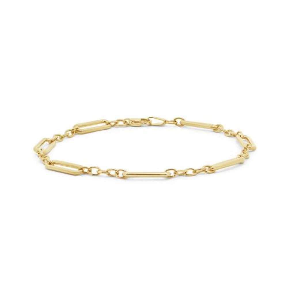 10K Yellow Gold Open Paper Clip Link 7.5" Bracelet