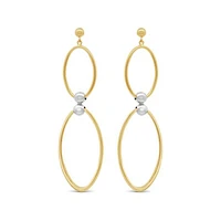 10K Two Tone Gold Oval Drop Earrings