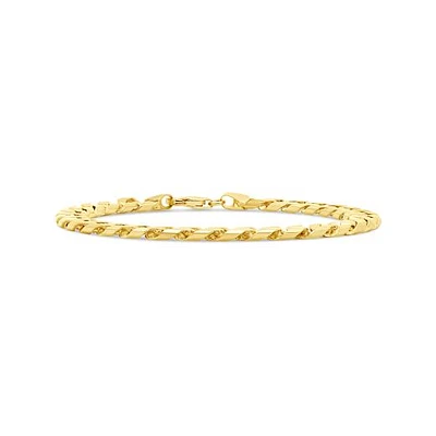 10K Yellow Gold 7mmSolid Square Sided Curb 8.5" Bracelet