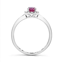 10K White Gold Ruby & Diamond Halo Ring