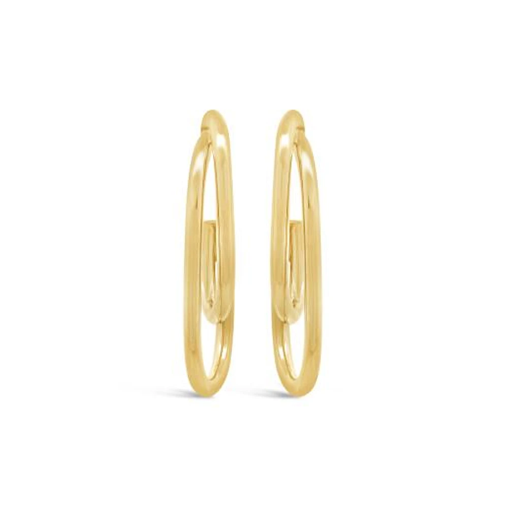 10K Yellow Gold Oval Half Hoop Earrings