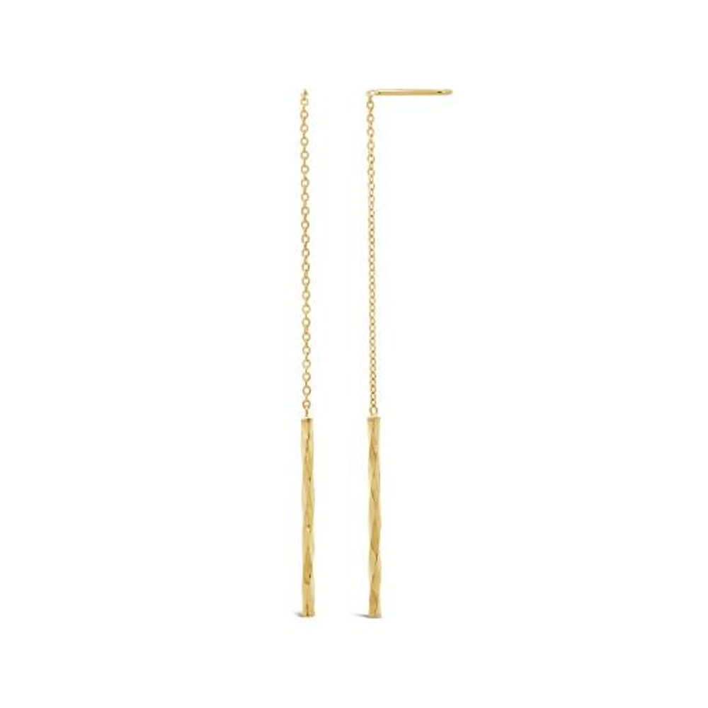 10K Yellow Gold Diamond Cut Mirror Chain Earrings