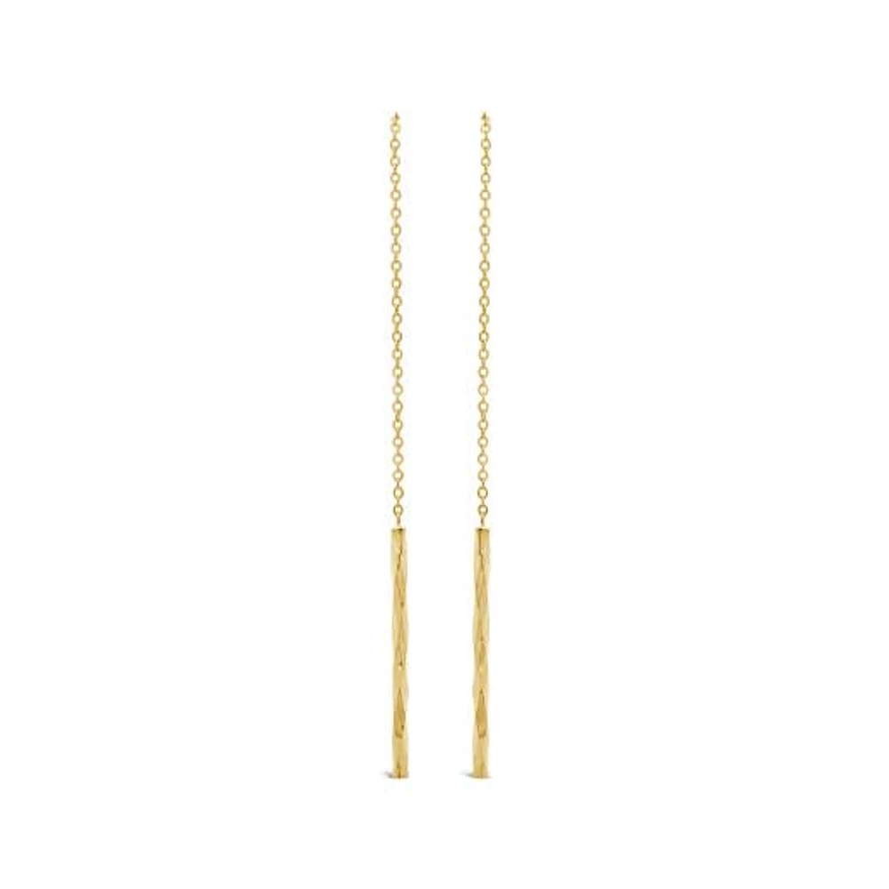 10K Yellow Gold Diamond Cut Mirror Chain Earrings