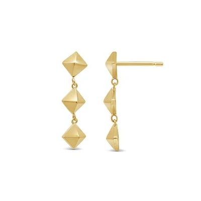 14K Yellow Gold Geometric Drop Earrings