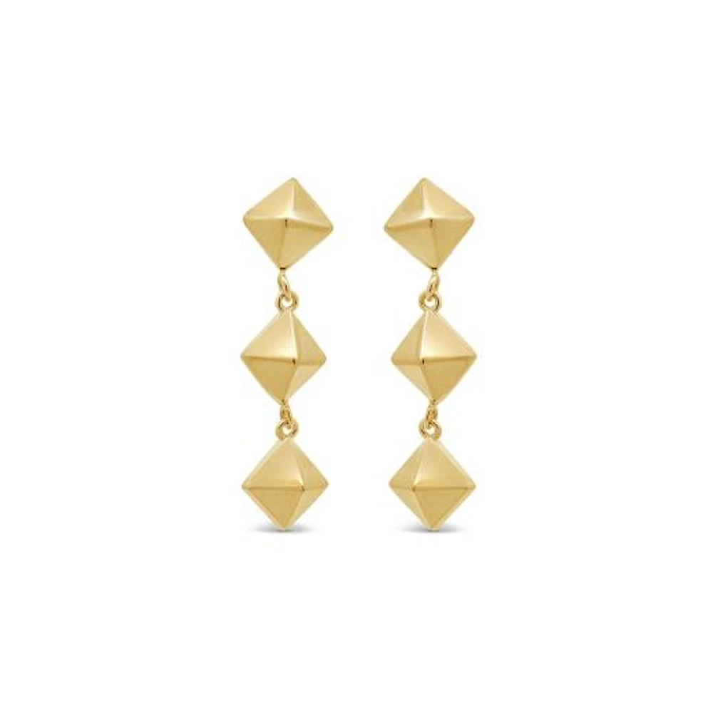 14K Yellow Gold Geometric Drop Earrings