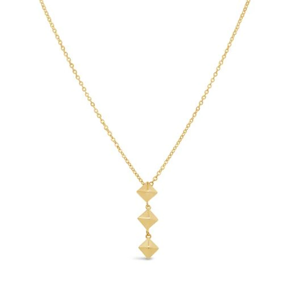 14K Yellow Gold Geometric Drop 17" + 1" Pendant