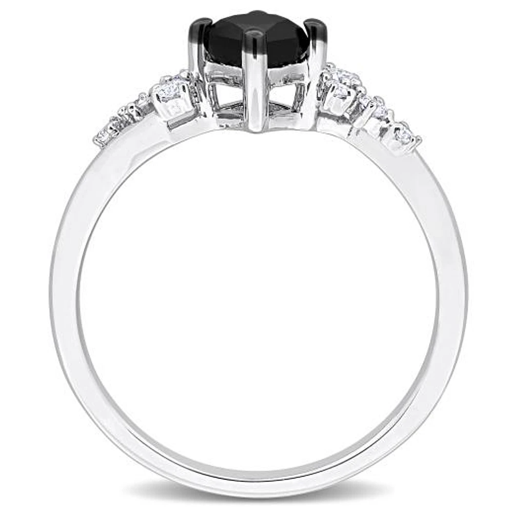 Julianna B 14K White Gold 0.73CTW Black Princess Diamond Fashion Ring