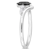 Julianna B 14K White Gold 0.76CTW Black Oval Diamond Fashion Ring