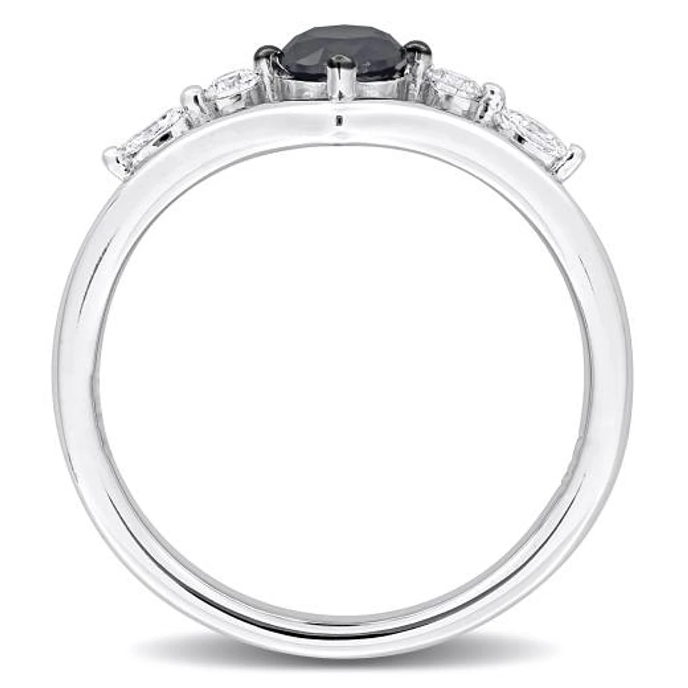 Julianna B 14K White Gold 0.76CTW Black Oval Diamond Fashion Ring