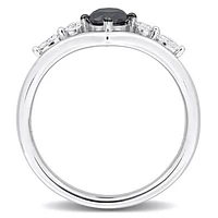 Julianna B 14K White Gold 0.76CTW Black Oval Diamond Fashion Ring