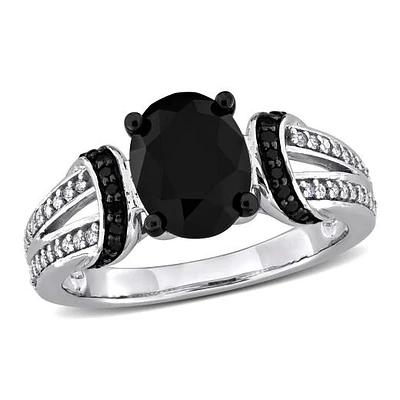 Julianna B 14K White Gold 2.25CTW Black Oval Diamond Fashion Ring