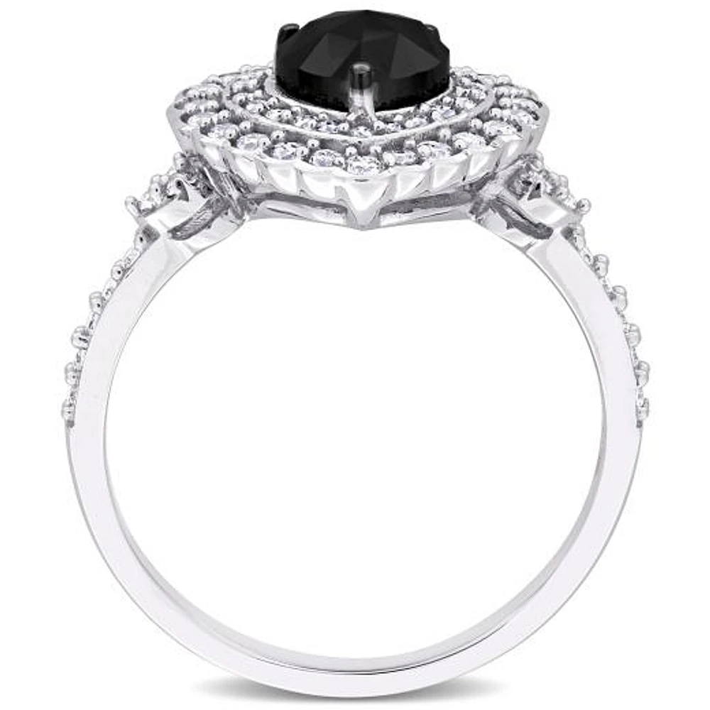 Julianna B 14K White Gold 1.24CTW Black Heart Diamond Halo Ring