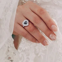 Julianna B 14K White Gold 1.24CTW Black Heart Diamond Halo Ring