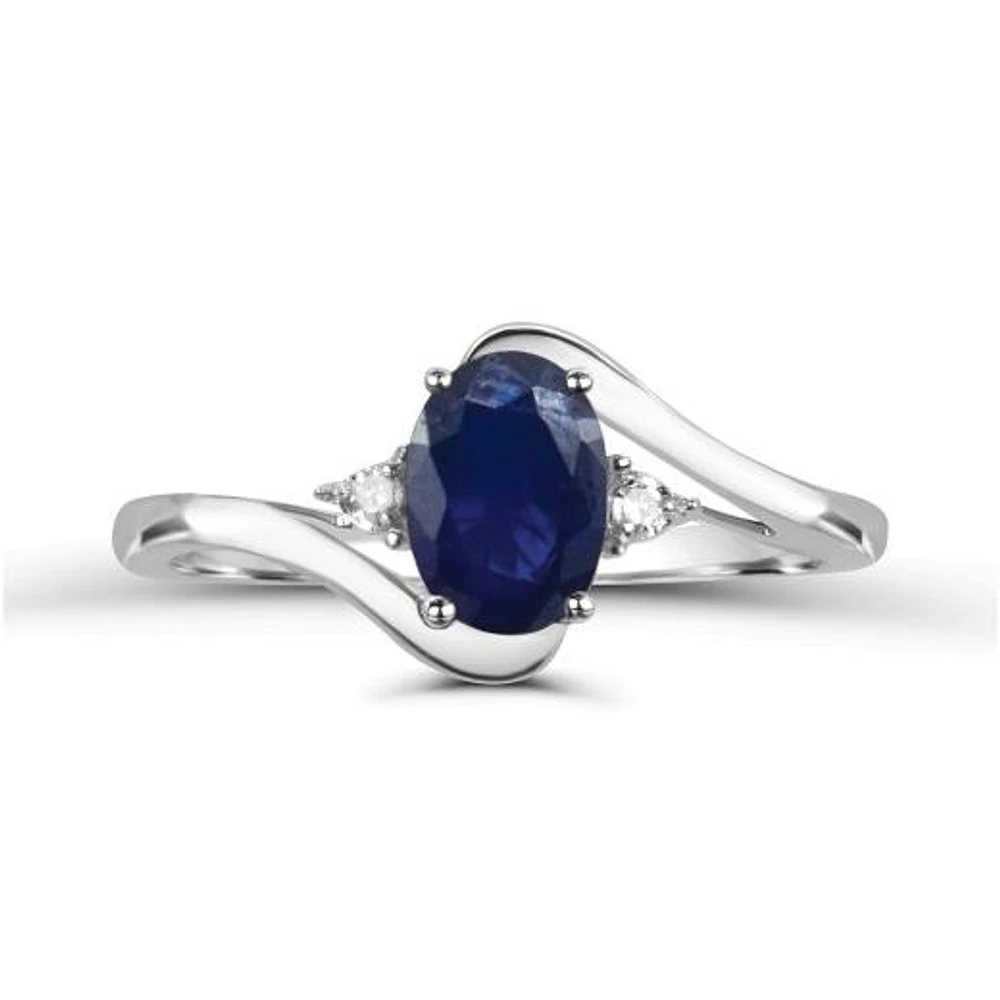 10K White Gold Sapphire & Diamond Ring