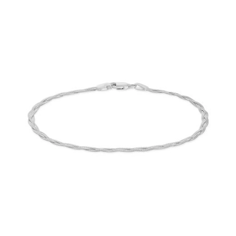 10K White Gold 7.5" 2.7mm Braided Herringbone Bracelet