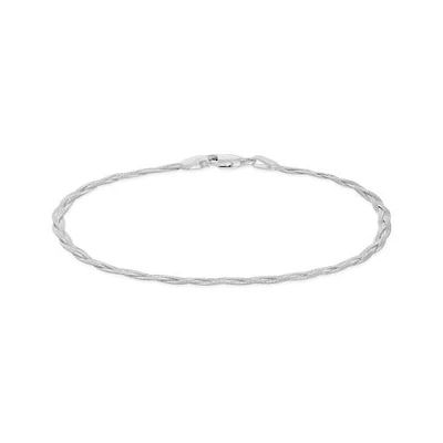 10K White Gold 7.5" 2.7mm Braided Herringbone Bracelet