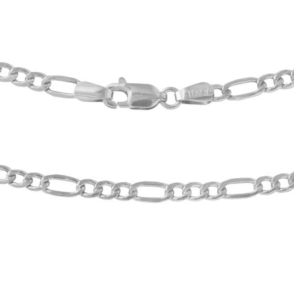 10K White Gold 7.5" 4.3mm Diamond Cut Figaro Bracelet