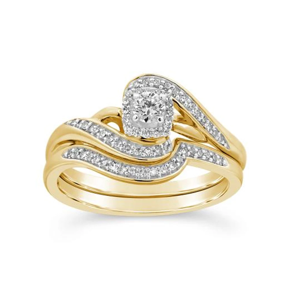 0.30CTW Diamond Bridal Set in 10K Yellow Gold