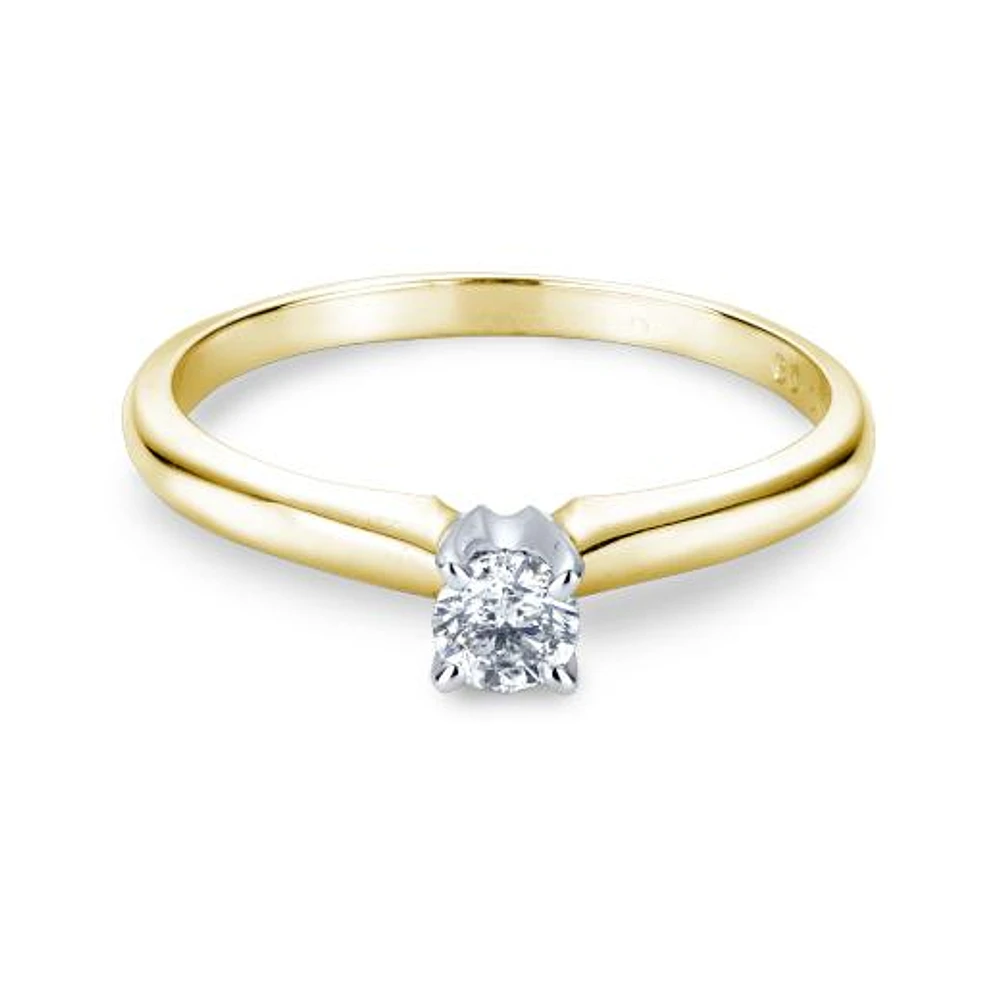 0.20CT Diamond Solitaire Ring in 14K Yellow and White Gold