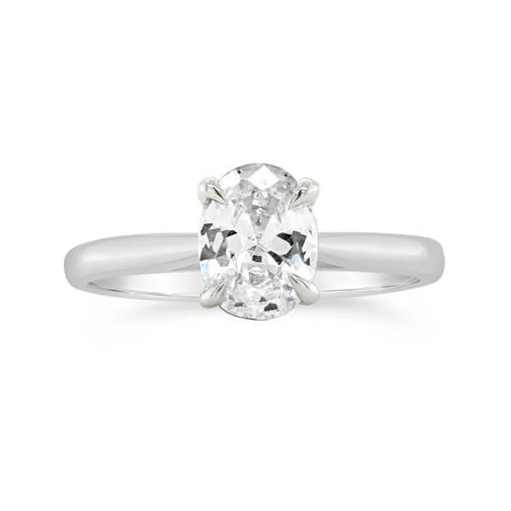 Lab Grown Oval 1.00CT Oval Shaped Diamond Solitaire Ring in 14K White Gold