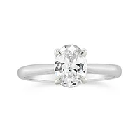 Lab Grown Oval 1.00CT Oval Shaped Diamond Solitaire Ring in 14K White Gold