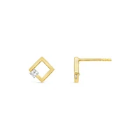 Glacier Fire Princess Cut Canadian Diamond Earrings in 10K Yellow Gold