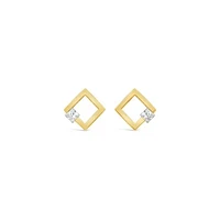 Glacier Fire Princess Cut Canadian Diamond Earrings in 10K Yellow Gold