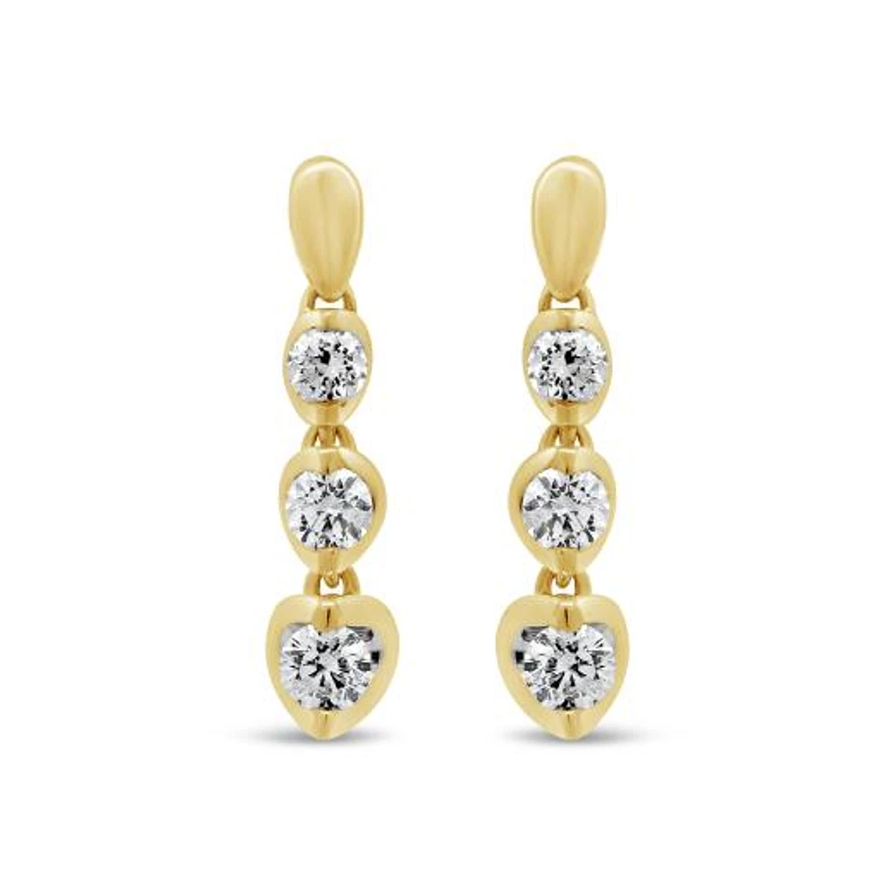 Glacier Fire Canadian 0.50CTW Diamond Three Stone Earrings in 10K Yellow Gold