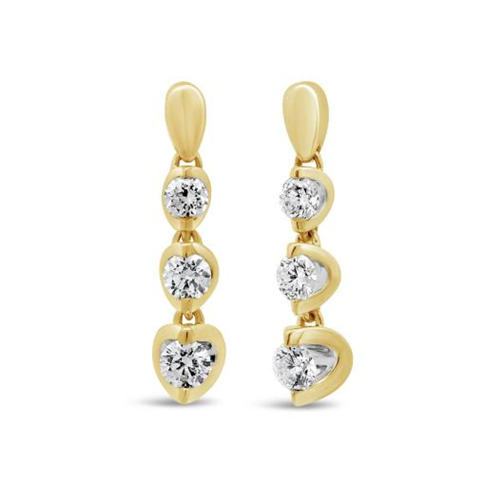 Glacier Fire Canadian 0.50CTW Diamond Three Stone Earrings in 10K Yellow Gold