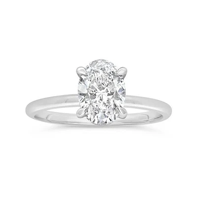 New Brilliance Lab Grown 1.57CTW Oval Diamond Solitaire Ring in 14K White Gold