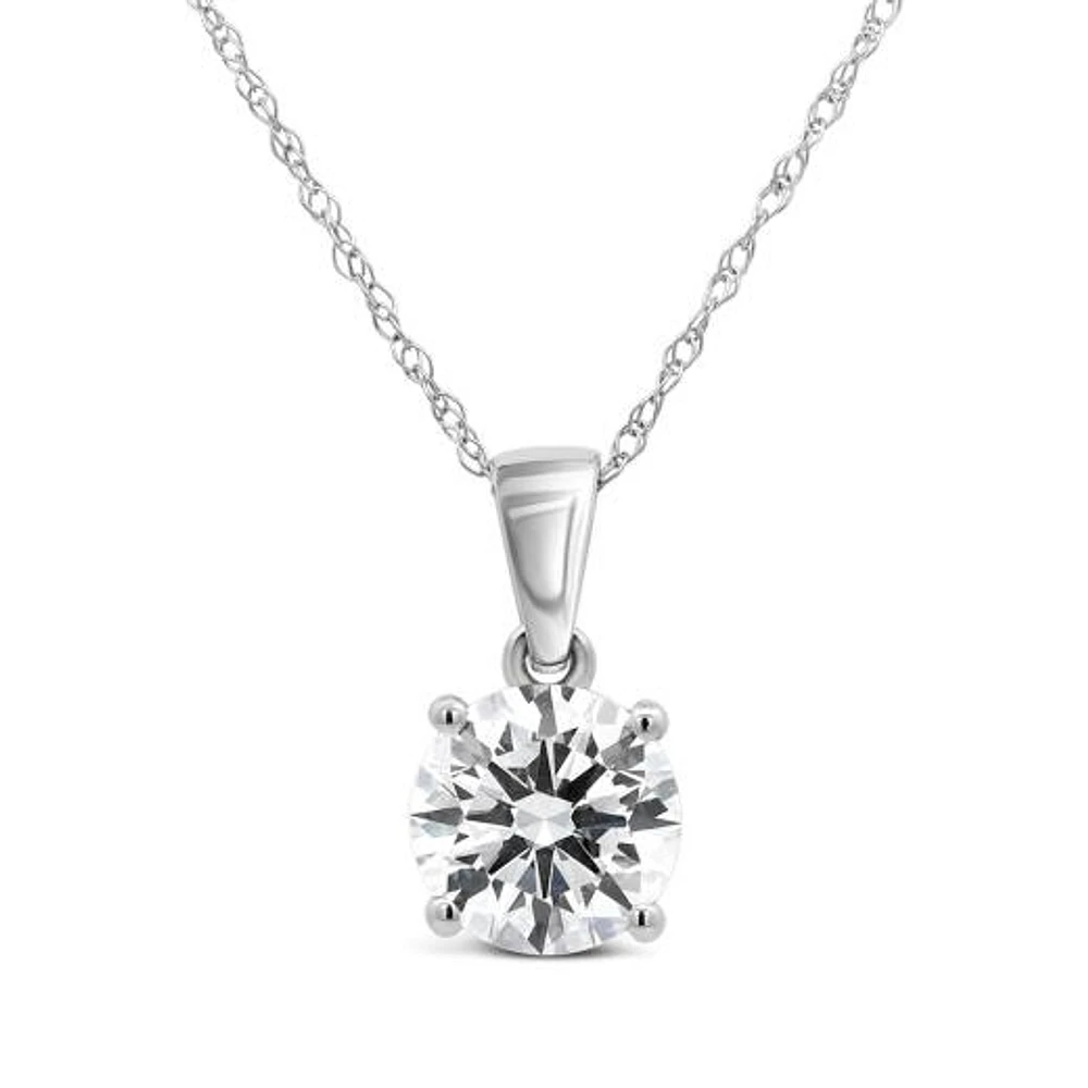 New Brilliance Lab Grown 2.00CT Solitaire Diamond Pendant in 14K White Gold