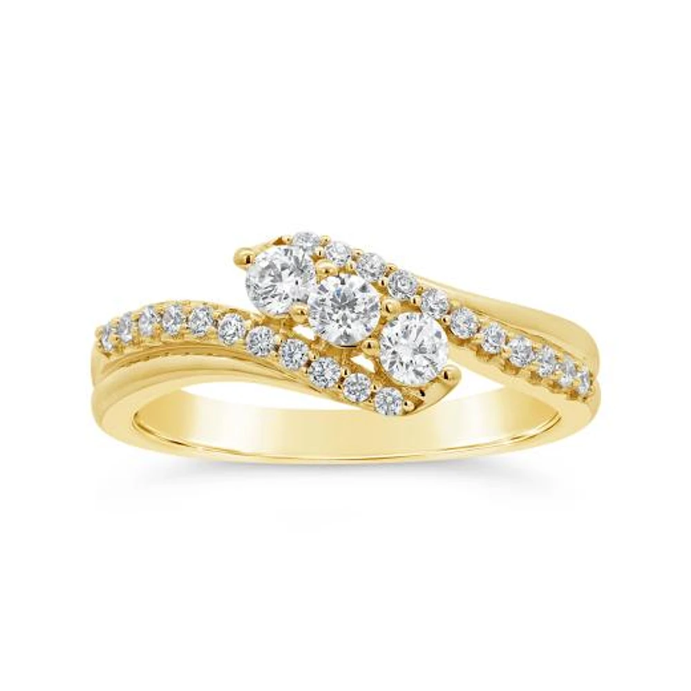 0.50CTW Diamond Trinity Ring in 10K Yellow Gold