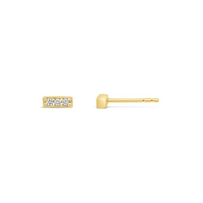 Glacier Fire Canadian Diamond Bar Stud Earrings in 10K Yellow Gold