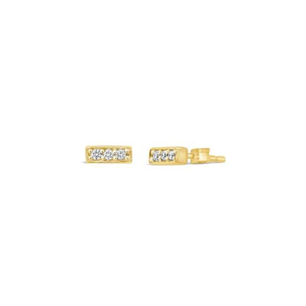 Glacier Fire Canadian Diamond Bar Stud Earrings in 10K Yellow Gold