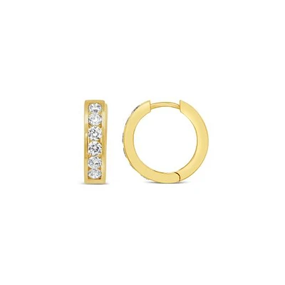 New Brilliance Lab Grown 1.00CTW Diamond Hoop Earrings in 10K Yellow Gold