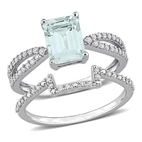 JULIANNA B 14K White Gold Aquamarine & Diamond Bridal Set