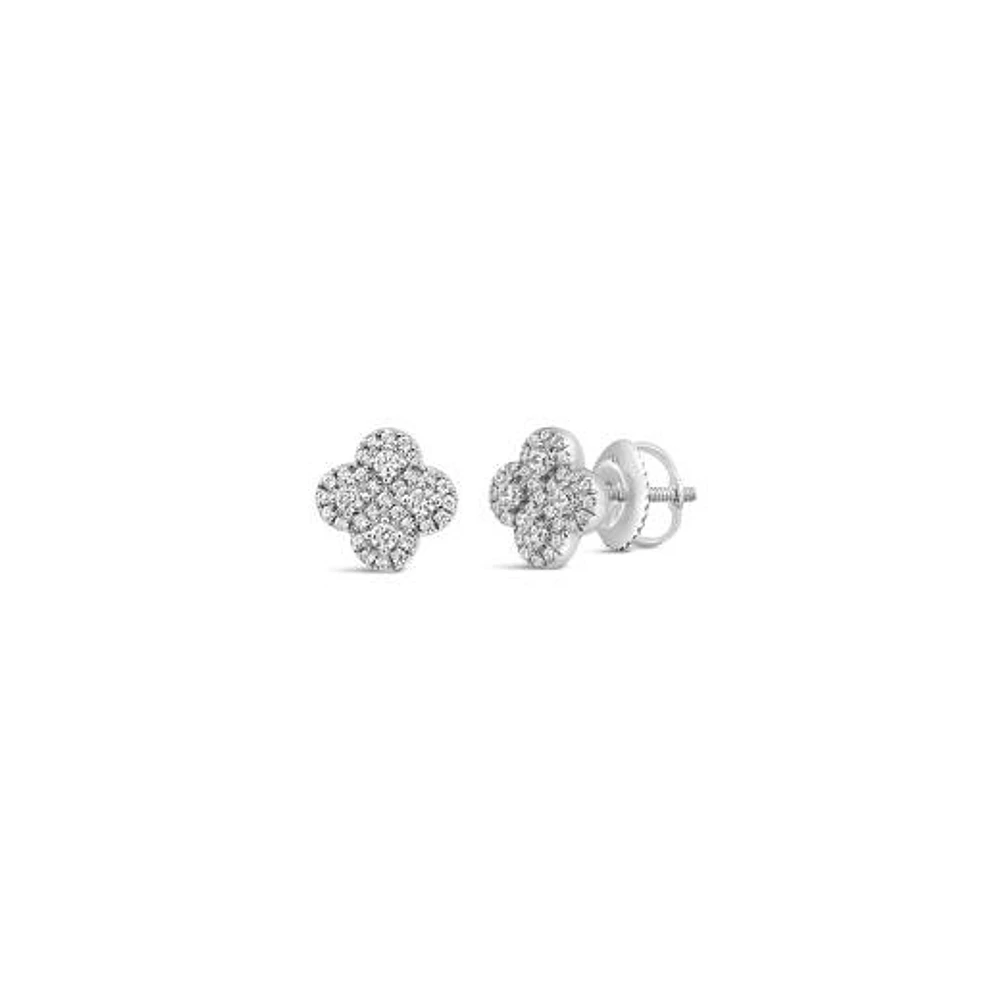 10K White Gold 0.30CTW Diamond Fashion Stud Earrings