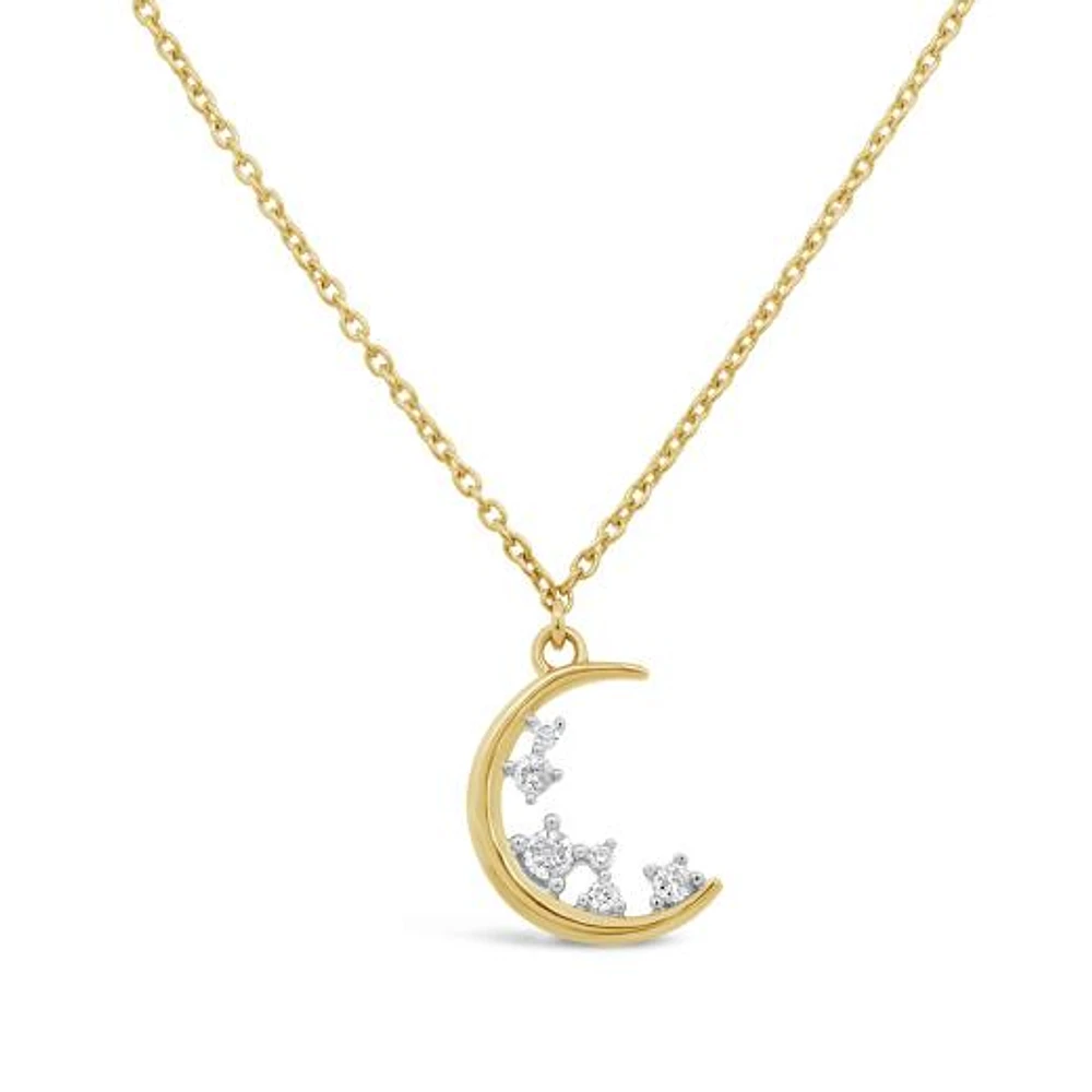 Radiant Universe Diamond Moon Pendant in 10K Yellow Gold