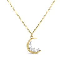 Radiant Universe Diamond Moon Pendant in 10K Yellow Gold