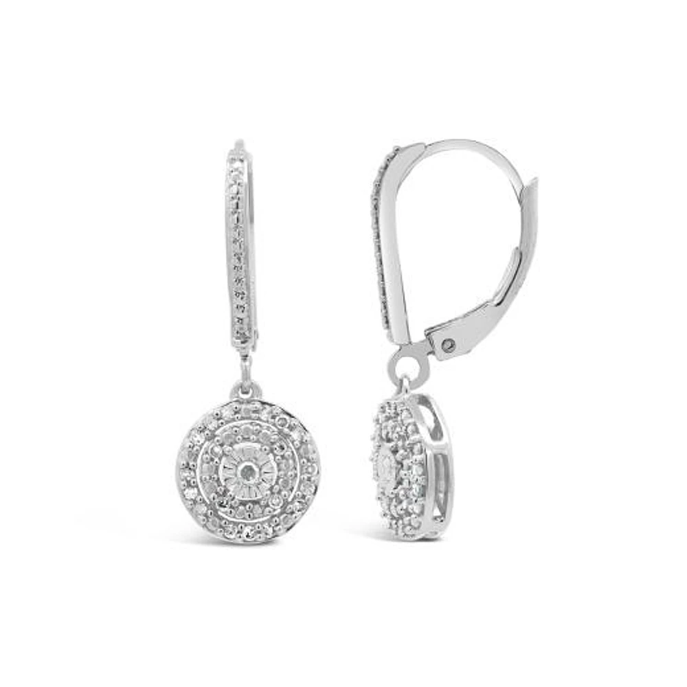 0.25CTW Diamond Dangle Earrings in Sterling Silver