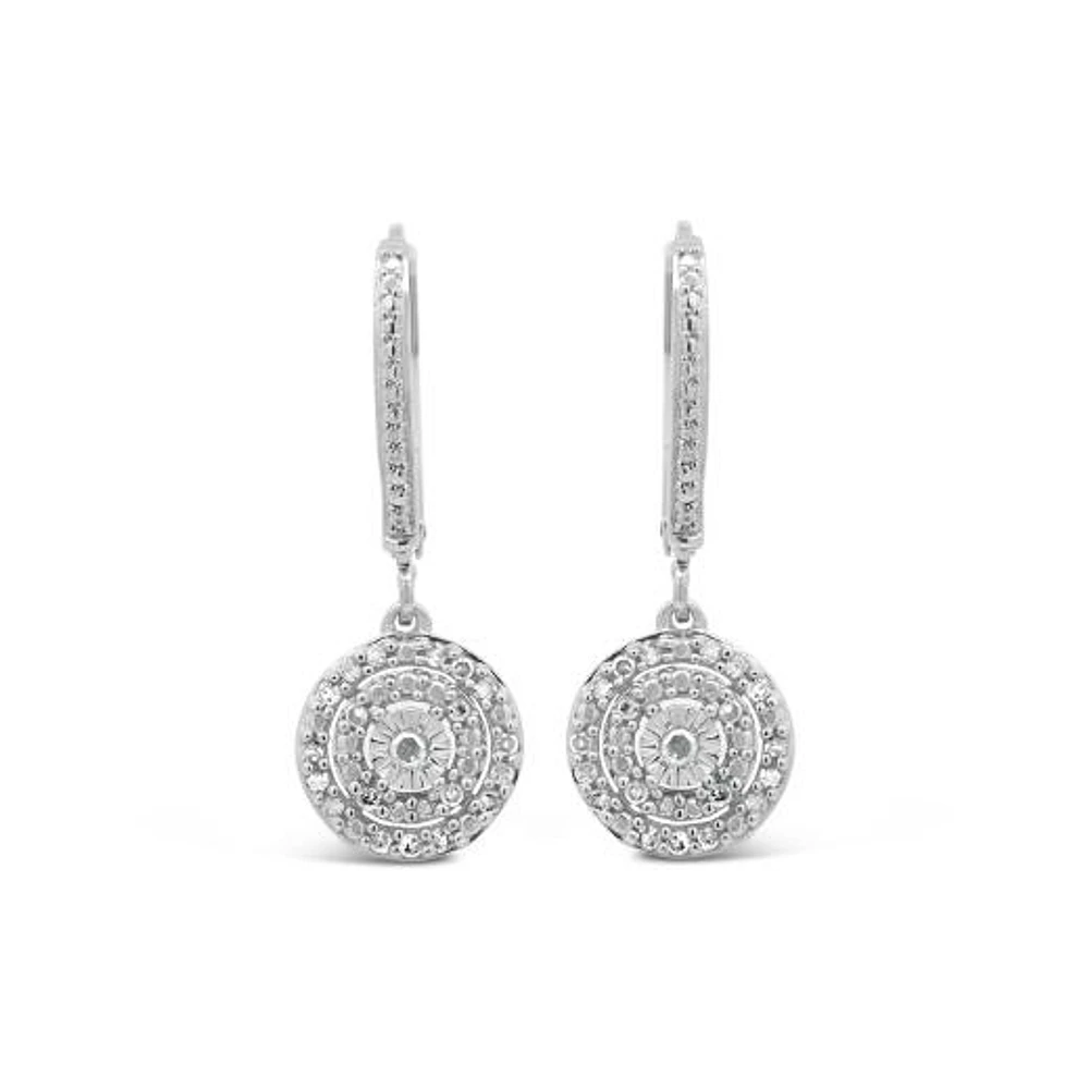 0.25CTW Diamond Dangle Earrings in Sterling Silver