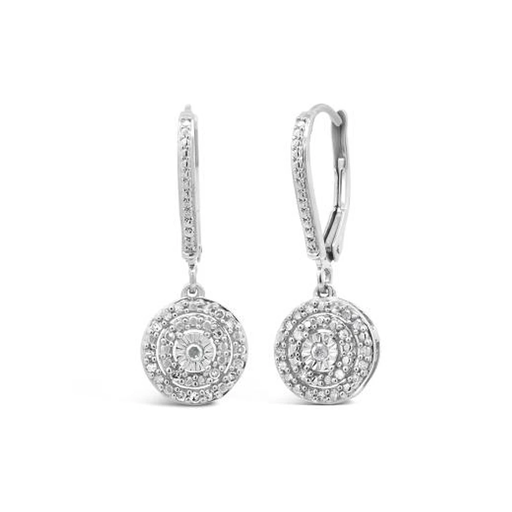 0.25CTW Diamond Dangle Earrings in Sterling Silver