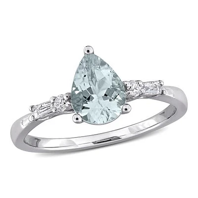 JULIANNA B 14K White Gold Aquamarine & Diamond Engagement Ring