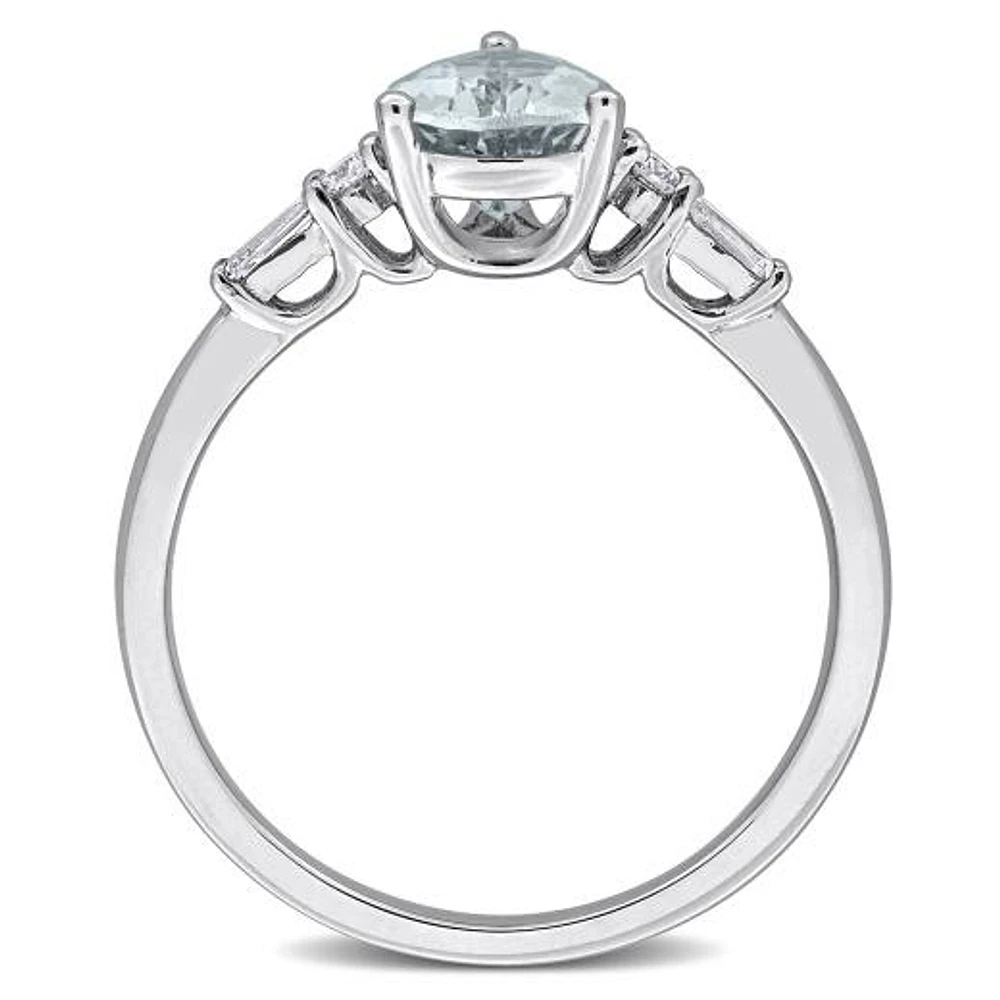 JULIANNA B 14K White Gold Aquamarine & Diamond Engagement Ring