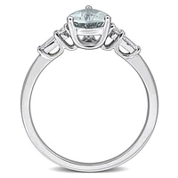 JULIANNA B 14K White Gold Aquamarine & Diamond Engagement Ring